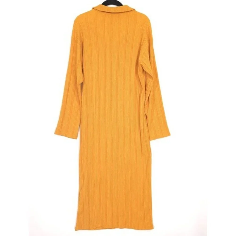 Free People Beach Aster Collar T-Shirt Midi Dress Oversized Golden Yellow‎ S/P